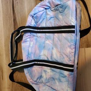 Pink duffel bag